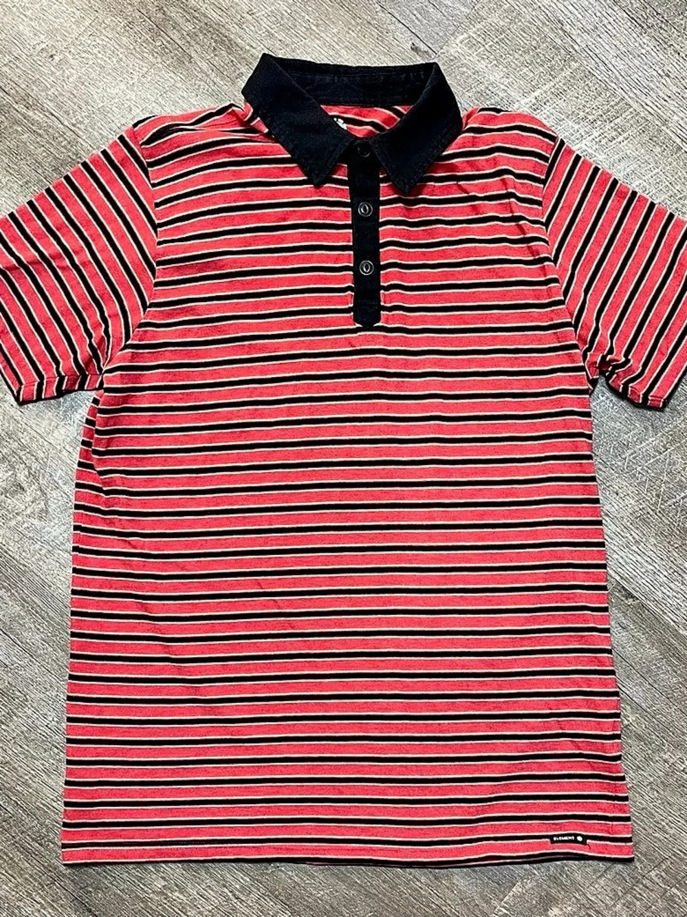 Element Striped Polo Shirt Red & Black skateboarding shirt Size Large